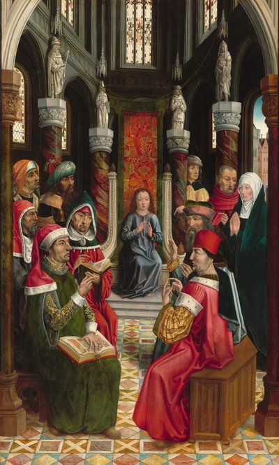Chrystus wśród lekarzy, c. 14951497. autorstwa Master of the Catholic Kings