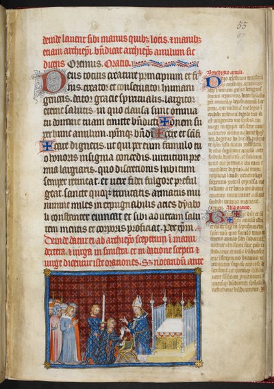 Cotton Tiberius B. VIII f.57r Król odbierający pierścień 