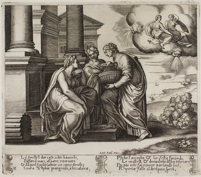 Psyche daje prezenty swoim siostrom autorstwa Master of the Die