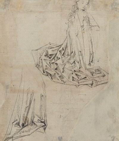 Postać kobieca klęcząca do modlitwy [verso] autorstwa Master of the Drapery Studies