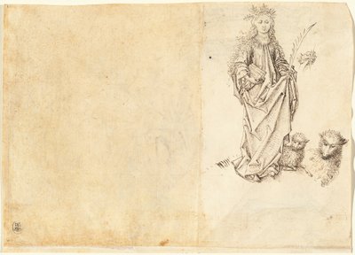Św. Agnieszka (odwrócona) autorstwa Master of the Drapery Studies after Martin Schongauer