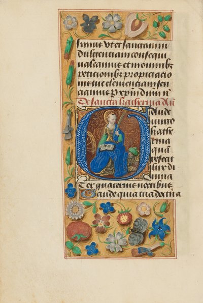 Inicjał G: Święta Katarzyna autorstwa Master of the Dresden Prayer Book