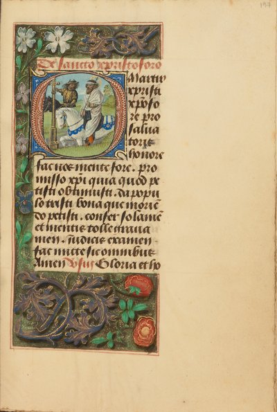 Inicjał O: Święty Krzysztof autorstwa Master of the Dresden Prayer Book