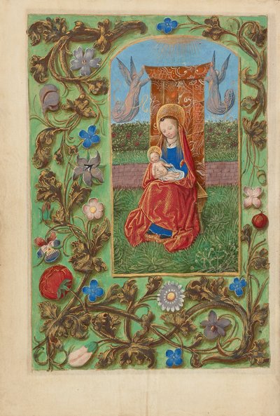 Dziewica z Dzieciątkiem na tronie autorstwa Master of the Dresden Prayer Book