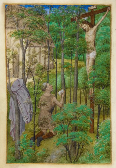 Święty Hieronim na pustyni. autorstwa Master of the Dresden Prayer Books