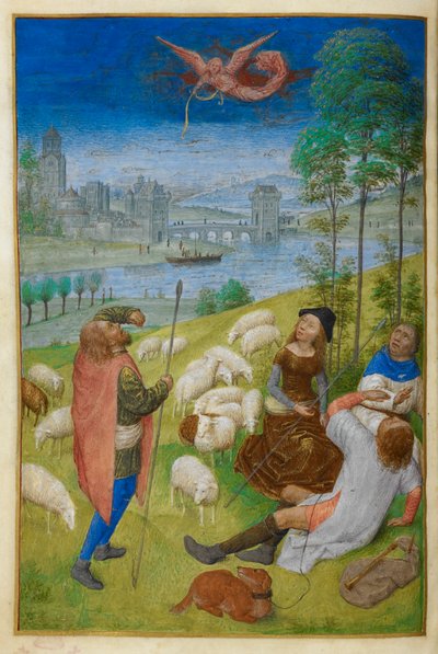 Zwiastowanie pasterzom. autorstwa Master of the Dresden Prayer Books