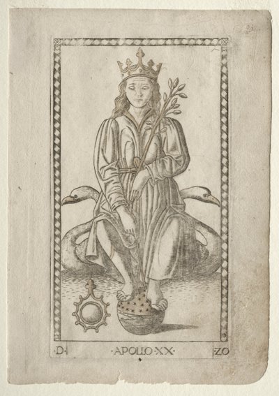 Apollo (z Tarocchi, seria D: Apollo i muzy, nr 20) autorstwa Master of the E Series Tarocchi