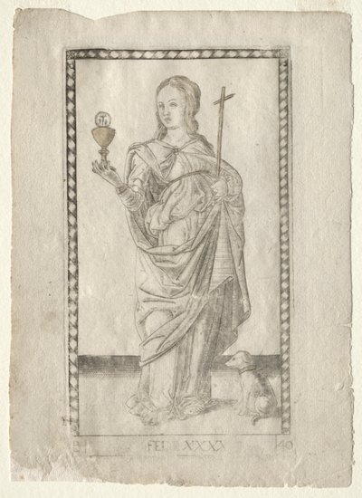 Wiara (z Tarocchi, seria B: Kosmiczne zasady i cnoty, nr 40) autorstwa Master of the E Series Tarocchi