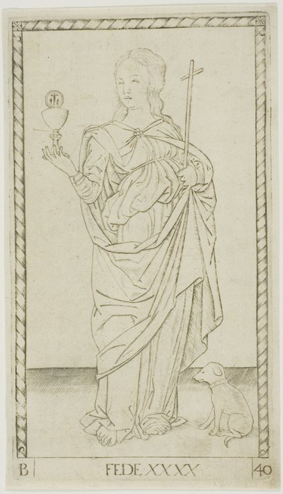 Talerz wiary 40 od Genii i cnót autorstwa Master of the E Series Tarocchi