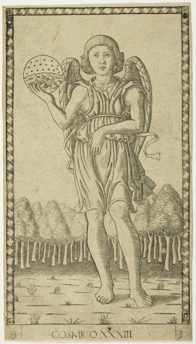Geniusz Świata, płyta 33 z Genii i cnót autorstwa Master of the E Series Tarocchi