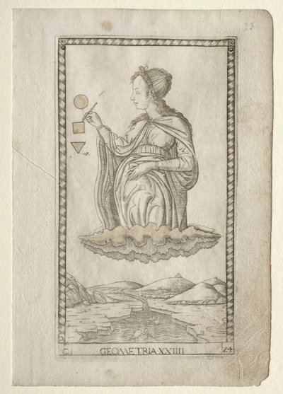 Geometria z Tarocchi, seria C: Liberal Arts, #24, przed 1467. autorstwa Master of the E Series Tarocchi