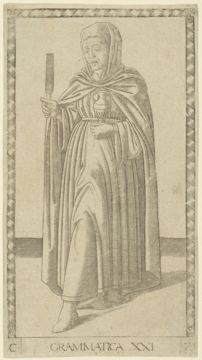 Gramatyka, tablica 21 z Arts and Sciences autorstwa Master of the E Series Tarocchi