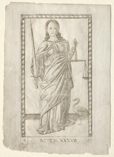 Sprawiedliwość (z Tarocchi, seria B: Kosmiczne zasady i cnoty, #37) autorstwa Master of the E Series Tarocchi
