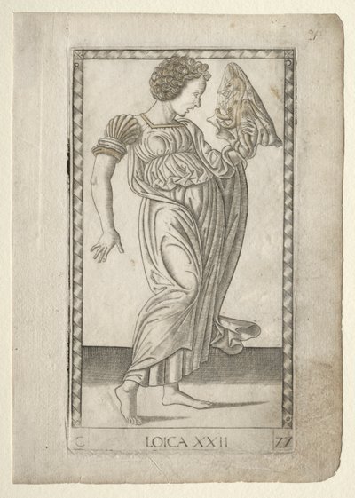 Logika z Tarocchi, seria C: Liberal Arts, #22, przed 1467. autorstwa Master of the E Series Tarocchi