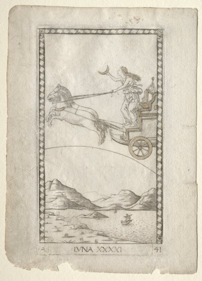 Luna (z Tarocchi, seria A: Firmaments of the Universe, #41) autorstwa Master of the E Series Tarocchi