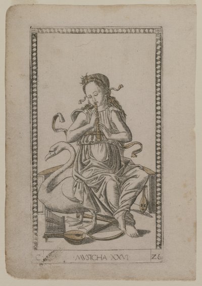 Muzyka z Tarocchi, seria C: Liberal Arts, #26, przed 1467. autorstwa Master of the E Series Tarocchi
