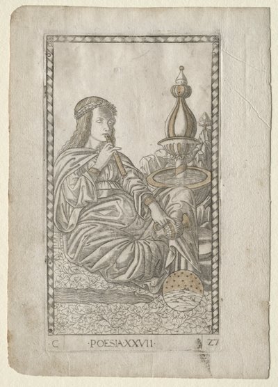Poezja z Tarocchi, seria C: Liberal Arts, #27, przed 1467. autorstwa Master of the E Series Tarocchi