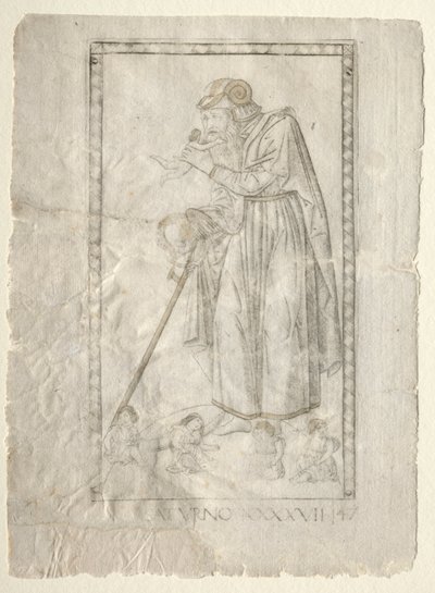 Saturn (z Tarocchi, seria A: Firmaments of the Universe, #47) autorstwa Master of the E Series Tarocchi