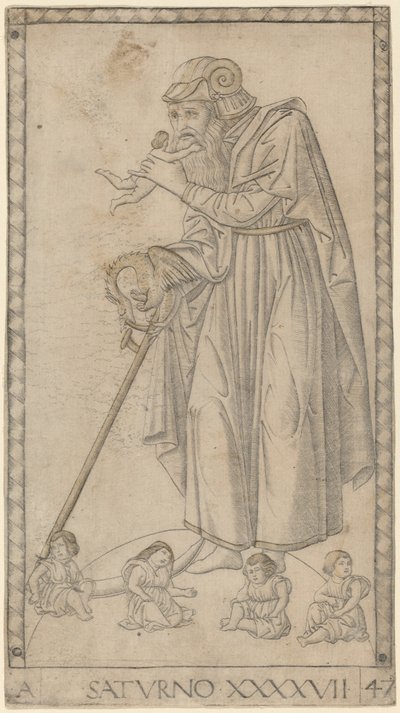 Saturno (Saturn) autorstwa Master of the E Series Tarocchi