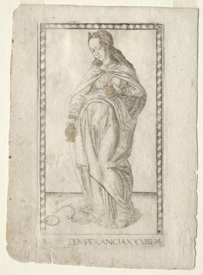 Wstrzemięźliwość (z Tarocchi, seria B: Kosmiczne zasady i cnoty, #34) autorstwa Master of the E Series Tarocchi