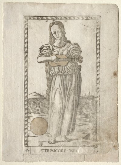 Terpsichore (taniec i pieśń) (z serii Tarocchi D: Apollo and the Muses, #13) autorstwa Master of the E Series Tarocchi