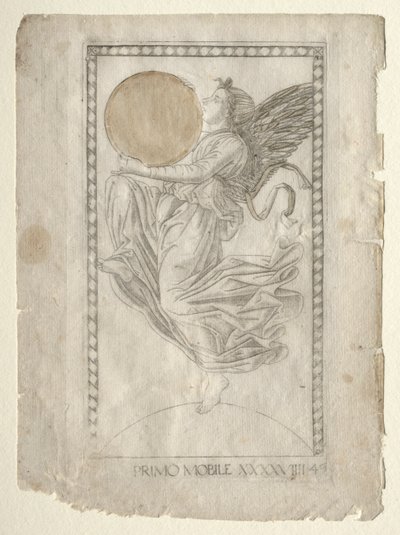 Anioł dziewiątej sfery z Tarocchi, seria A..., przed 1467. autorstwa Master of the E Series Tarocchi