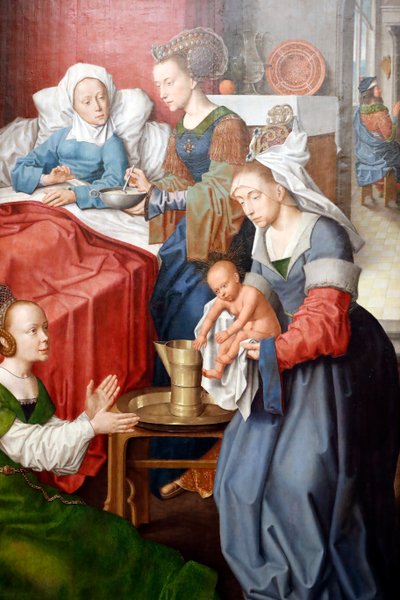Muzeum Evory. Mistrz ołtarza Evora. Narodziny Dziewicy. Olej na desce. Szkoła flamandzka 1500. Portugalia. autorstwa Master of the Evora Altarpiece