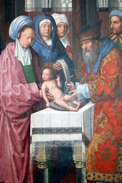 Muzeum Evory. Mistrz ołtarza Evora. Obrzezanie Chrystusa. Olej na desce. Szkoła flamandzka 1500. Portugalia. autorstwa Master of the Evora Altarpiece