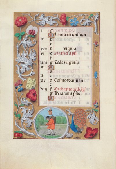 Godziny królowej Izabeli Katolickiej, królowej Hiszpanii: Fol. 10v, wrzesień, ok. godz. 1500. autorstwa Master of the First Prayerbook of Maximillian