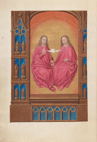 Godziny królowej Izabeli Katolickiej, królowej Hiszpanii: Fol. 17v, Trójca, c. 1500. autorstwa Master of the First Prayerbook of Maximillian