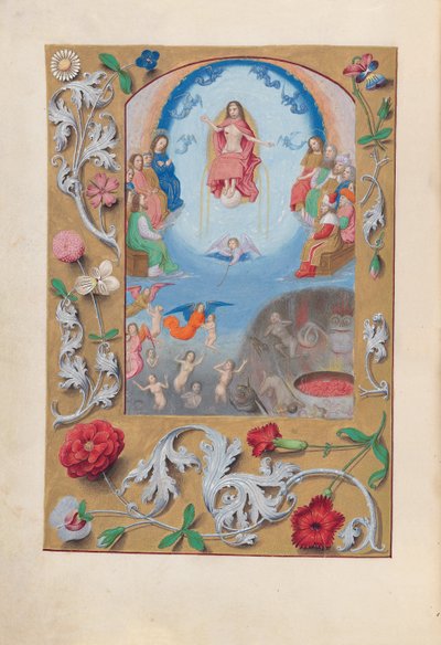 Godziny królowej Izabeli Katolickiej, królowej Hiszpanii: Fol. 199v, Sąd Ostateczny, c. 1500. autorstwa Master of the First Prayerbook of Maximillian