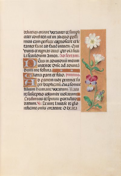Godziny królowej Izabeli Katolickiej, królowej Hiszpanii: Fol. 20r, ok. 1500. autorstwa Master of the First Prayerbook of Maximillian