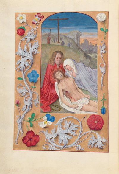 Godziny królowej Izabeli Katolickiej, królowej Hiszpanii: Fol. 260v, Opłakiwanie, c. 1500. autorstwa Master of the First Prayerbook of Maximillian