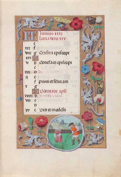 Godzinki królowej Izabeli Katolickiej, królowej Hiszpanii:  Fol. 7r, czerwiec autorstwa Master of the First Prayerbook of Maximillian