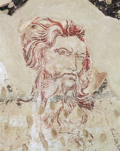 Fragment św. Onufrego i scena z jego życia (podbarwiony rysunek i malowidło ścienne) autorstwa Master of the Fogg Pieta