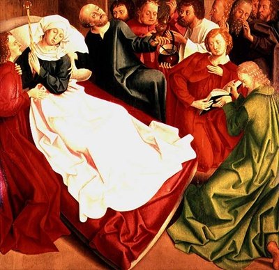 Śmierć Dziewicy (olej na panelu) autorstwa Master of the Freising Visitation