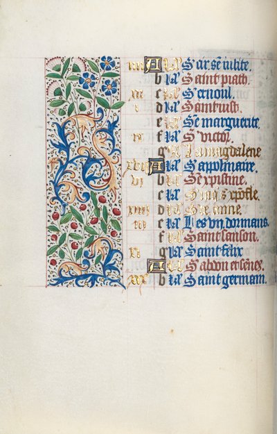 Księga godzin Korzystanie z Rouen: fol. 7v, ok. 1470. autorstwa Master of the Geneva Latini