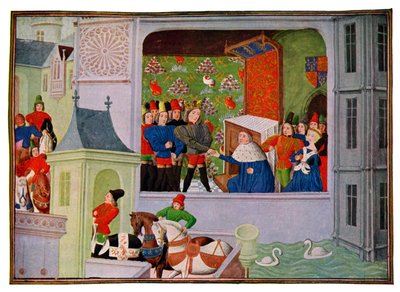 Wywiad z Ryszardem II i księciem Gloucester, XIV wiek XV wiek. autorstwa Master of the Harley Froissart