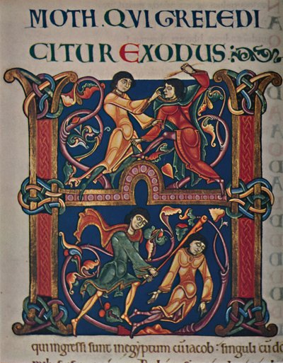 Inicjał z Biblii Winchester, c1150 AD, c1950. autorstwa Master of the Leaping Figures