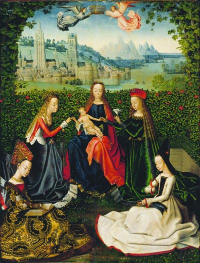 Dziewica z Ogrodu Różanego autorstwa Master of the Legend of Saint Lucy