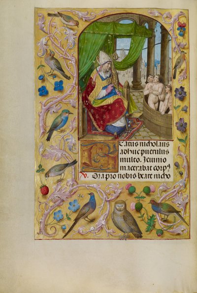 Święty Mikołaj ratujący trzech młodzieńców z wanny autorstwa Master of the Lübeck Bible