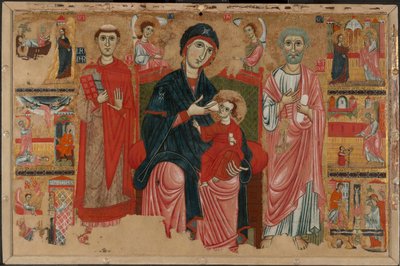Dziewica z Dzieciątkiem na tronie ze świętymi Leonardem i Piotrem oraz sceny z życia św. Piotra autorstwa Master of the Magdalen