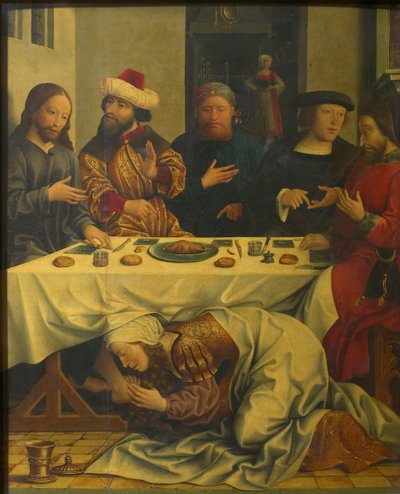 Chrystus w domu Szymona faryzeusza, ok. 1510-1520. autorstwa Master of the Magdalen Legend