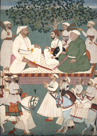 Maharaja Sidh Sen odbiera ambasadę, Co. 1700-10. autorstwa Master of the Mandi atelier
