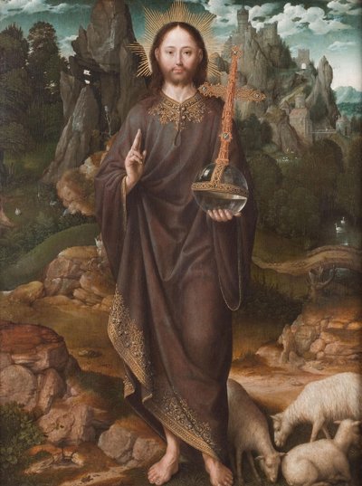 Niderlandzki: Christus als Salvator Mundi Salvator Mundi w krajobrazie autorstwa Master of the Mansi Magdalen