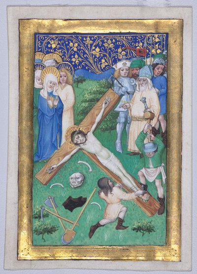 Kartka z Księgi Godzin: Chrystus przybity do krzyża autorstwa Master of the Maximilian Schoolbooks
