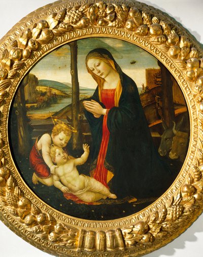 Madonna z Dzieciątkiem ze św. Janem (olej na desce) autorstwa Master of the Miller Tondo (attr. to)
