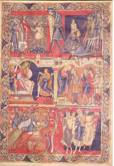 Sceny z życia Samuela, Saula i Dawida, z Biblii Winchester, 1160-80 autorstwa Master of the Morgan Leaf