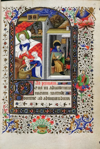 Dodaj 18192 f.52 Narodzenia, z Księgi Godzin, Paryż, c.1435 autorstwa Master of the Munich Golden Legend