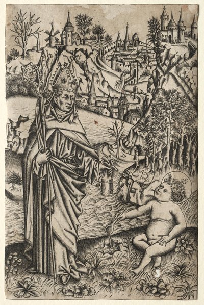 św. Augustyn z Dzieciątkiem na brzegu morza 1465-1469. autorstwa Master of the Nuremberg Passion